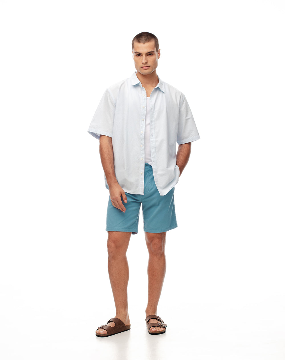 Bermuda regular drill algodón azul hombre