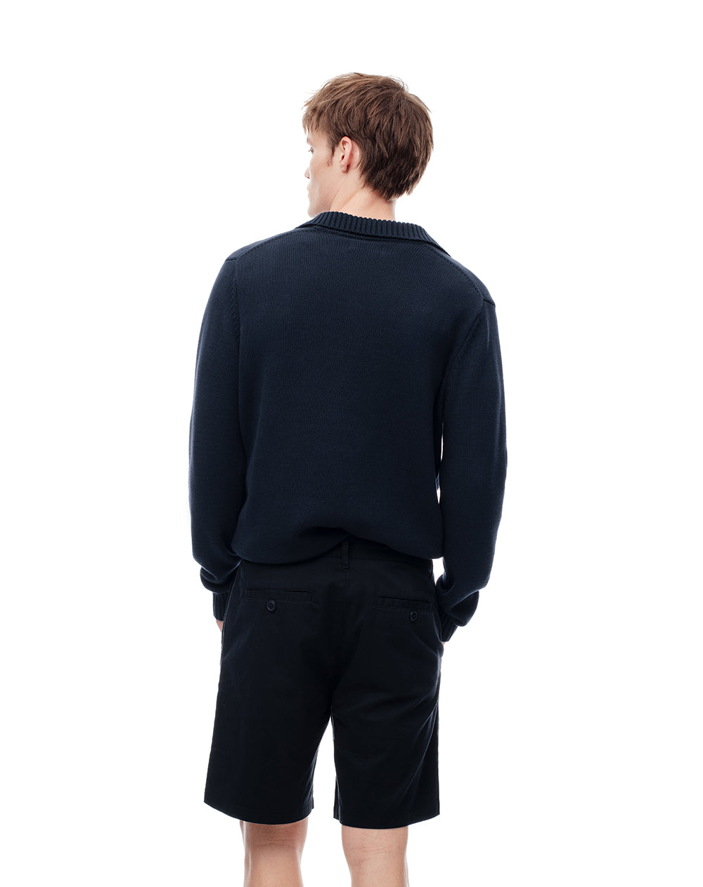 Bermuda regular drill algodón azul hombre