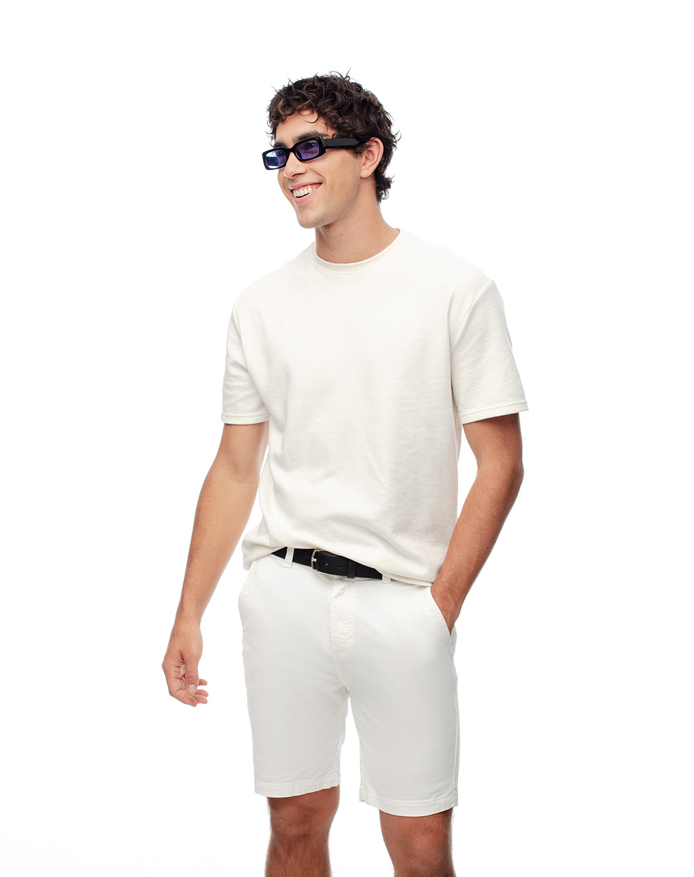 Bermuda regular drill algodón blanca hombre