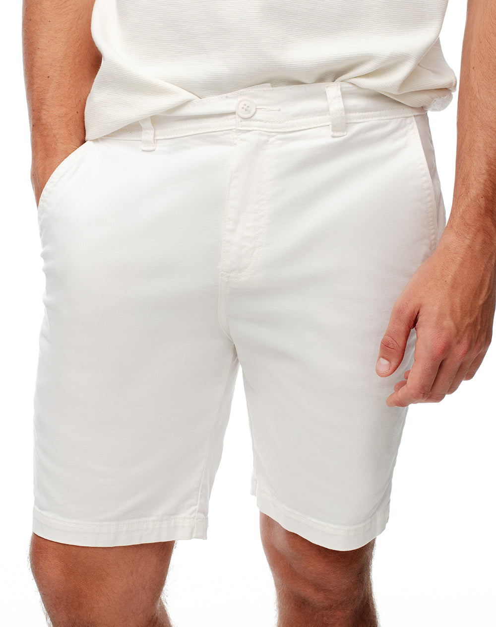 Bermuda regular drill algodón blanca hombre