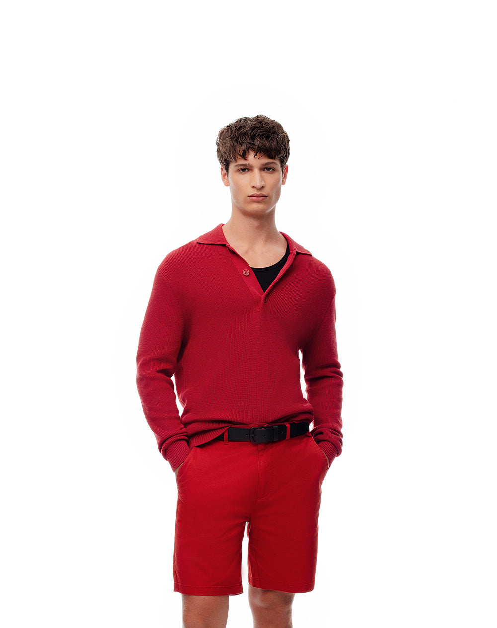 Bermuda regular fit en drill rojo