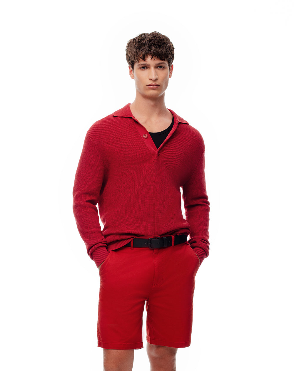 Bermuda regular fit en drill rojo