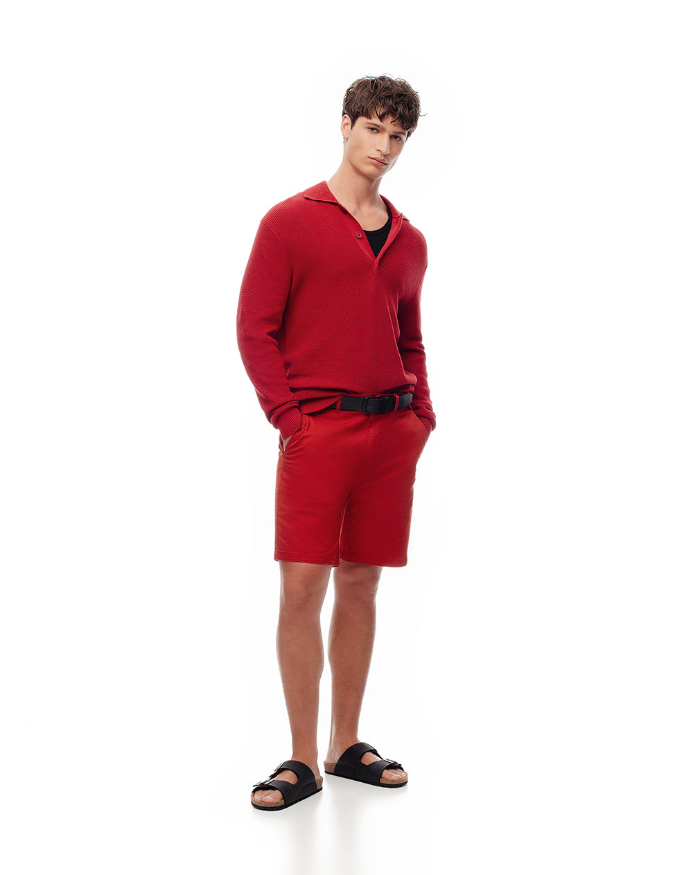 Bermuda regular fit en drill rojo