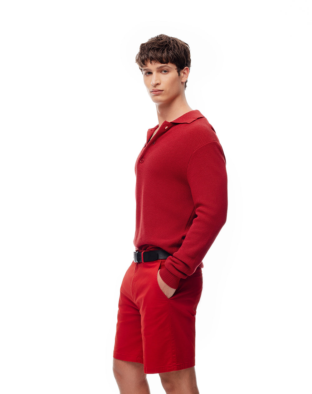 Bermuda regular fit en drill rojo