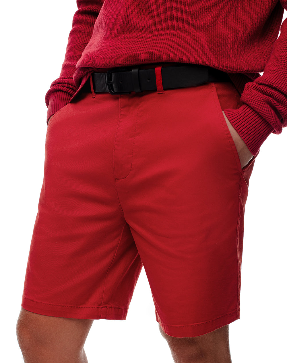 Bermuda regular fit en drill rojo