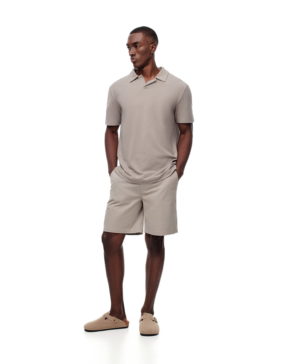 Bermuda en drill taupe