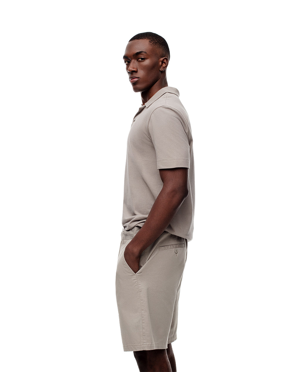 Bermuda en drill taupe