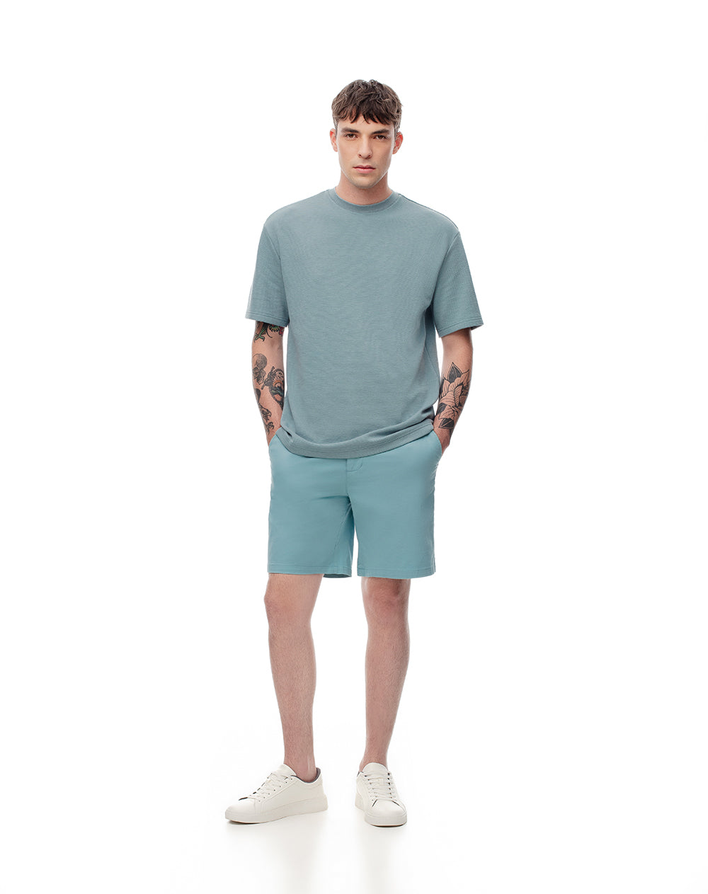 Bermuda regular fit en drill verde