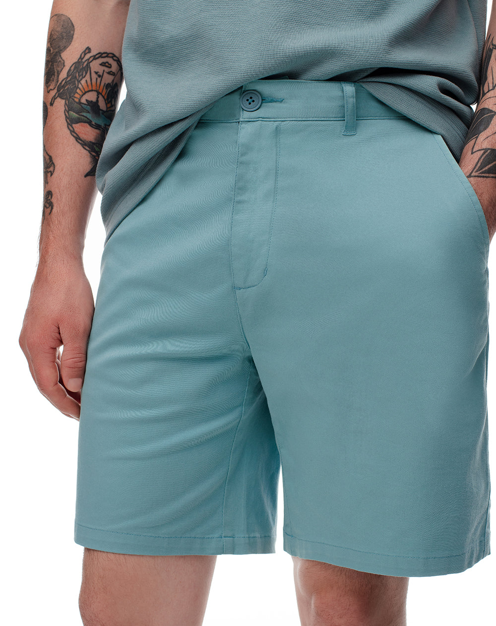 Bermuda regular fit en drill verde