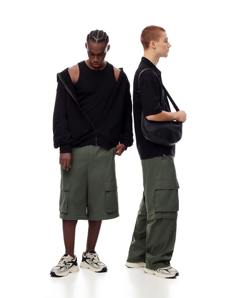 Pantalón loose fit tiro medio en drill verde