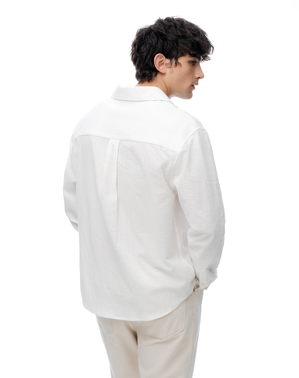 Camisa regular manga larga blanca hombre