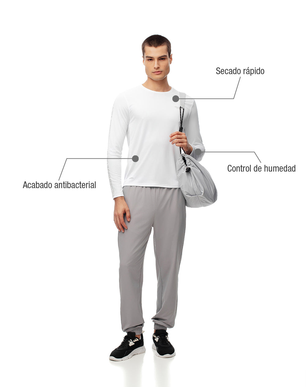 Camibuzo deportivo secado rápido blanco hombre