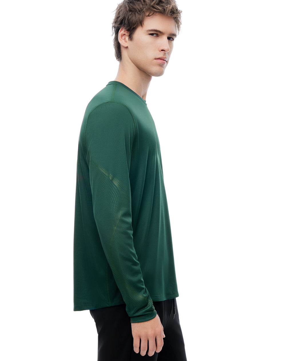 Camiseta regular manga larga verde hombre