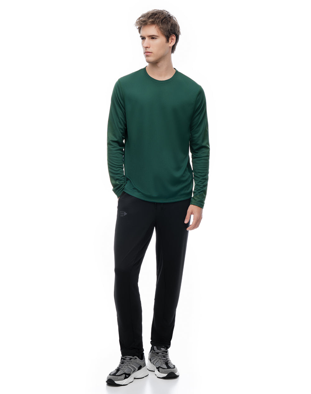Camiseta regular manga larga verde hombre