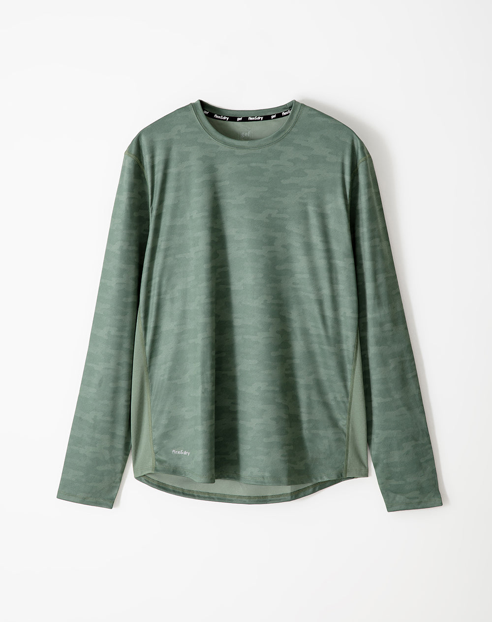 Camiseta regular fit manga larga verde estampada