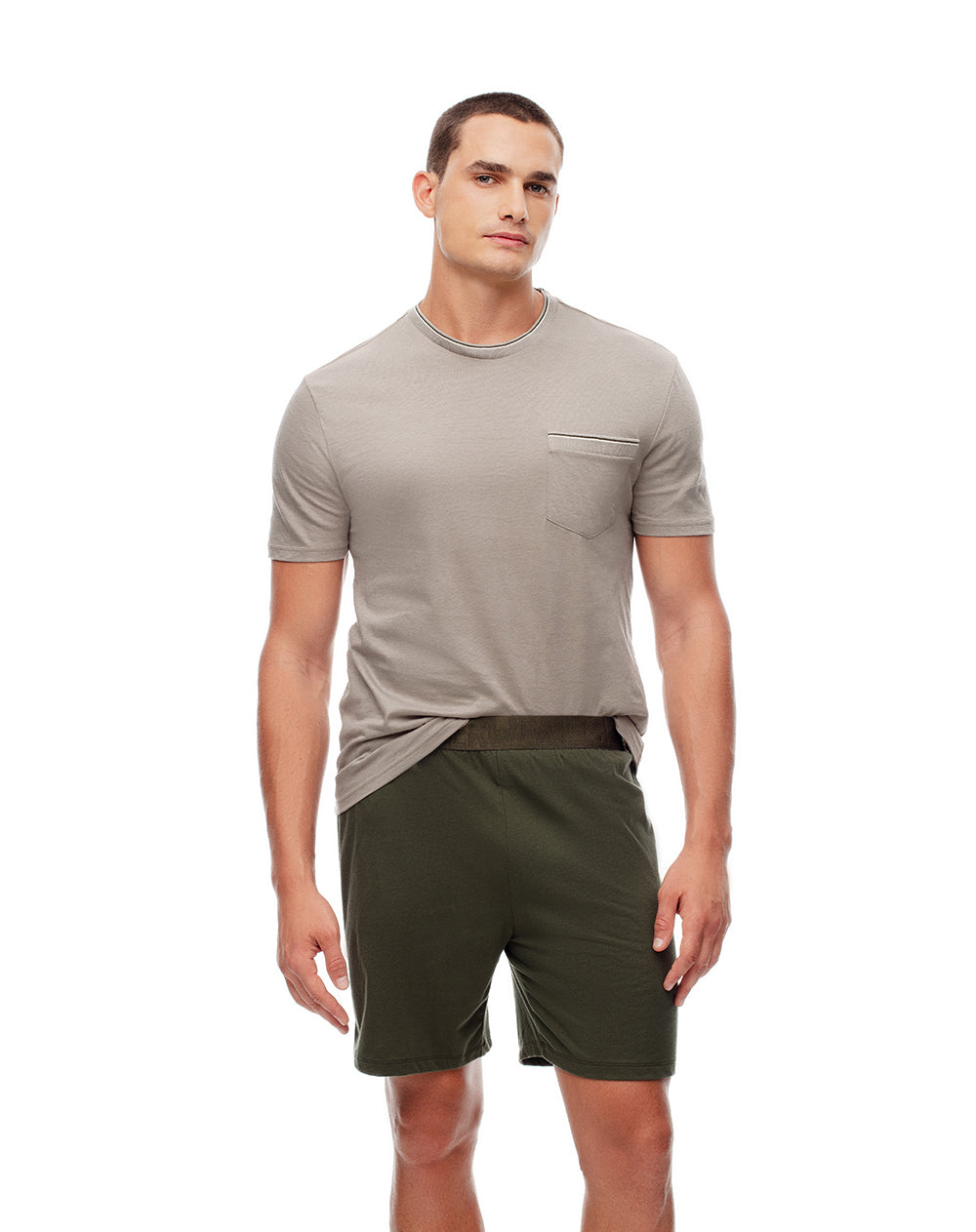 Pijama relaxed fit manga corta taupe