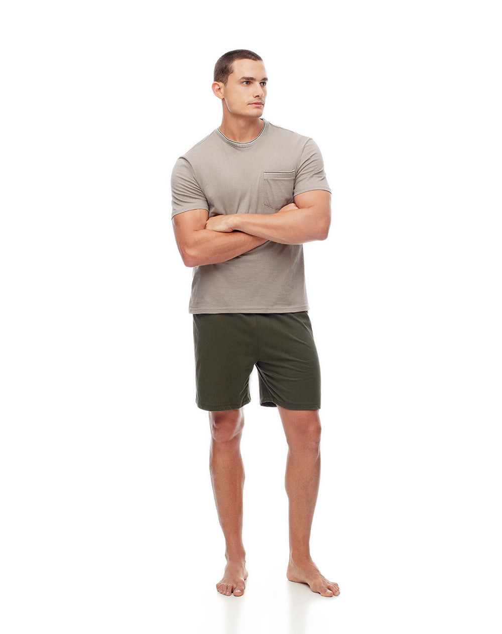 Pijama relaxed fit manga corta taupe