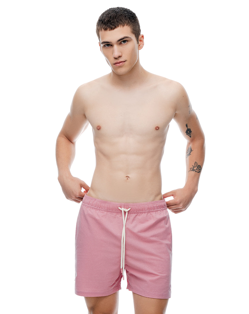 Pantaloneta de baño regular rosado hombre