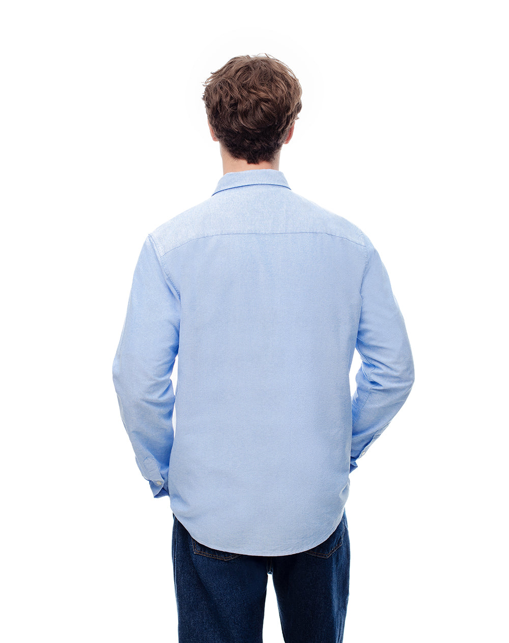 Camisa slim fit manga larga azul