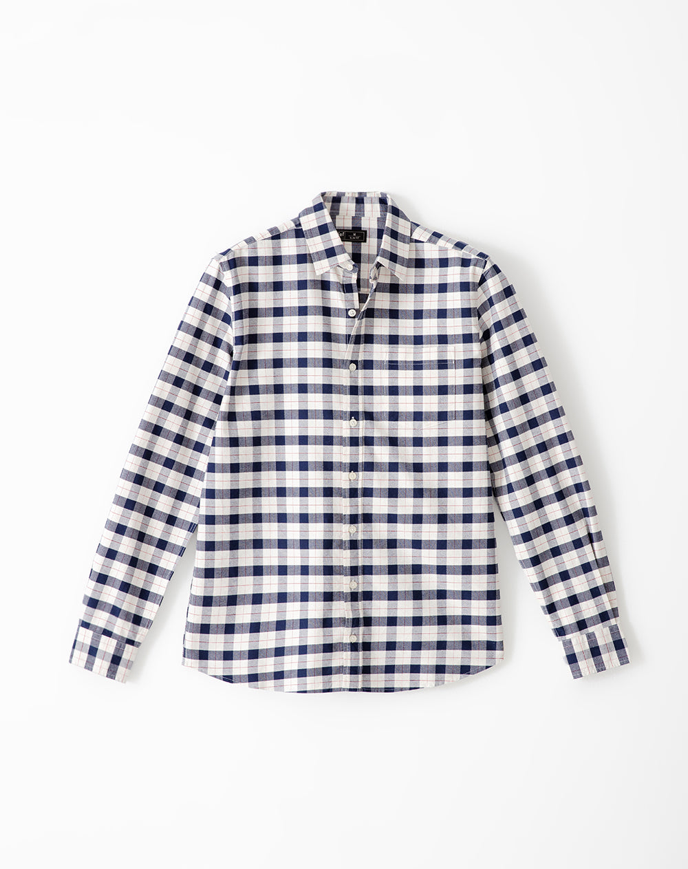 Camisa slim fit manga larga azul con cuadros