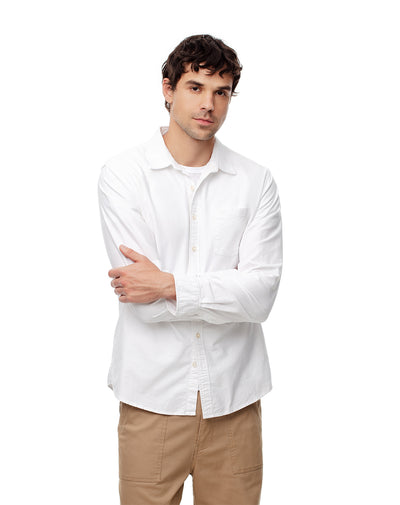Camisa manga larga slim algodón blanca hombre