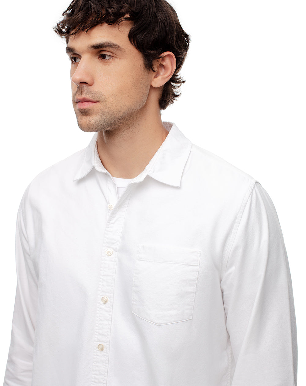 Camisa slim fit manga larga blanca