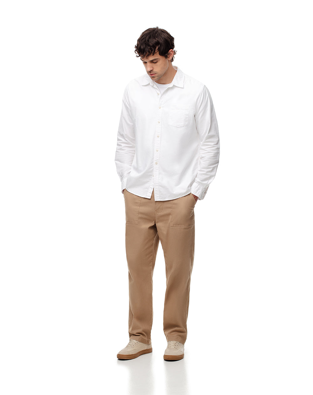 Camisa slim fit manga larga blanca