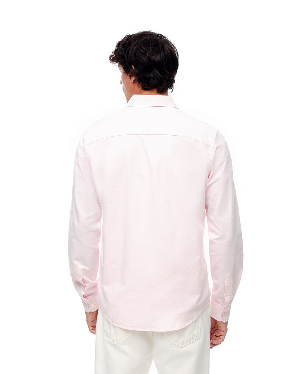 Camisa slim fit manga larga rosada