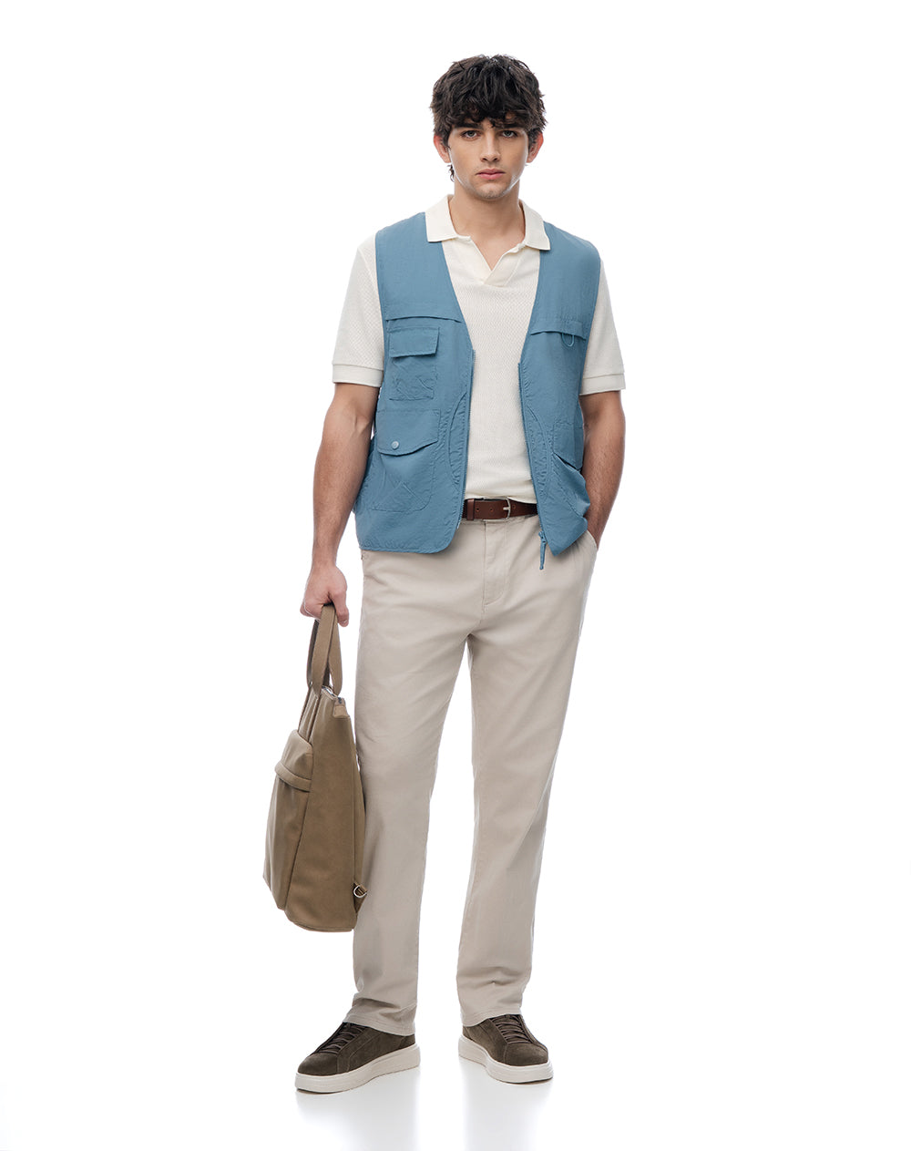 Chaleco regular sin capucha azul hombre