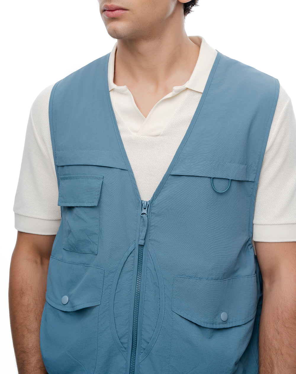 Chaleco utilitario regular liviano azul hombre