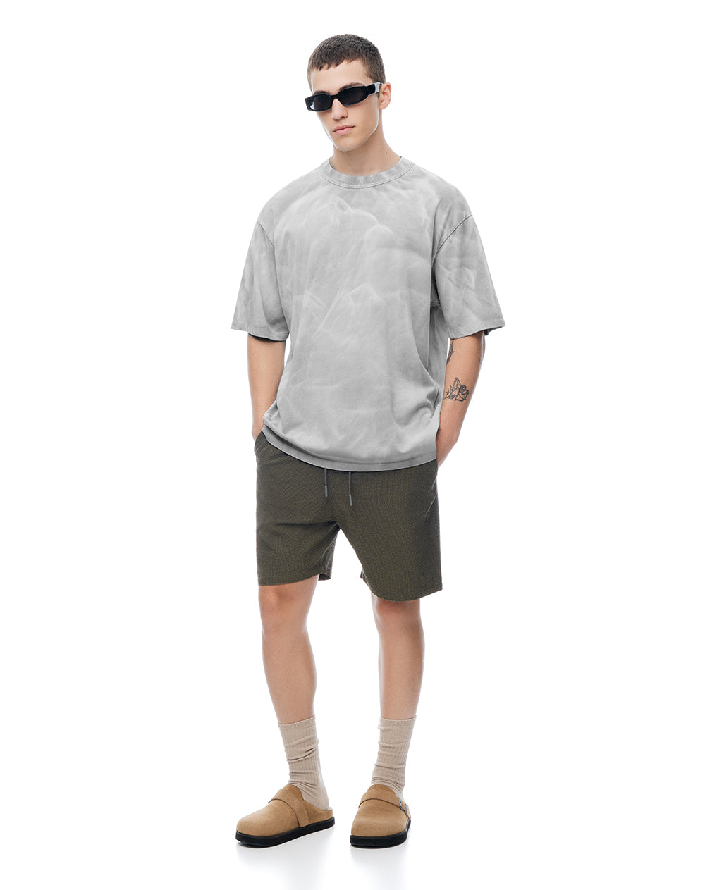 Pantaloneta de baño regular café hombre