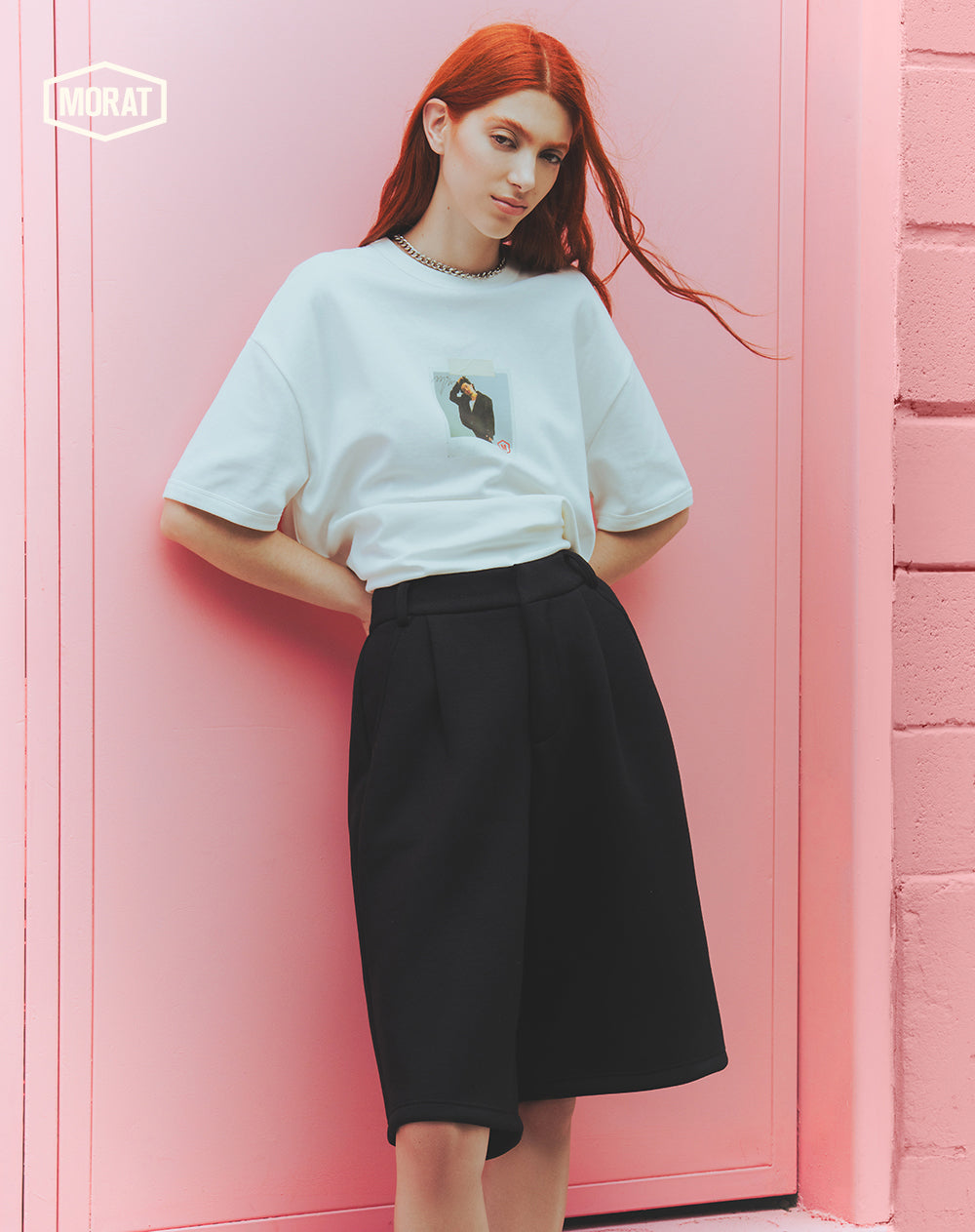 Bermuda tipo jort oversize negro unisex GEF | MORAT