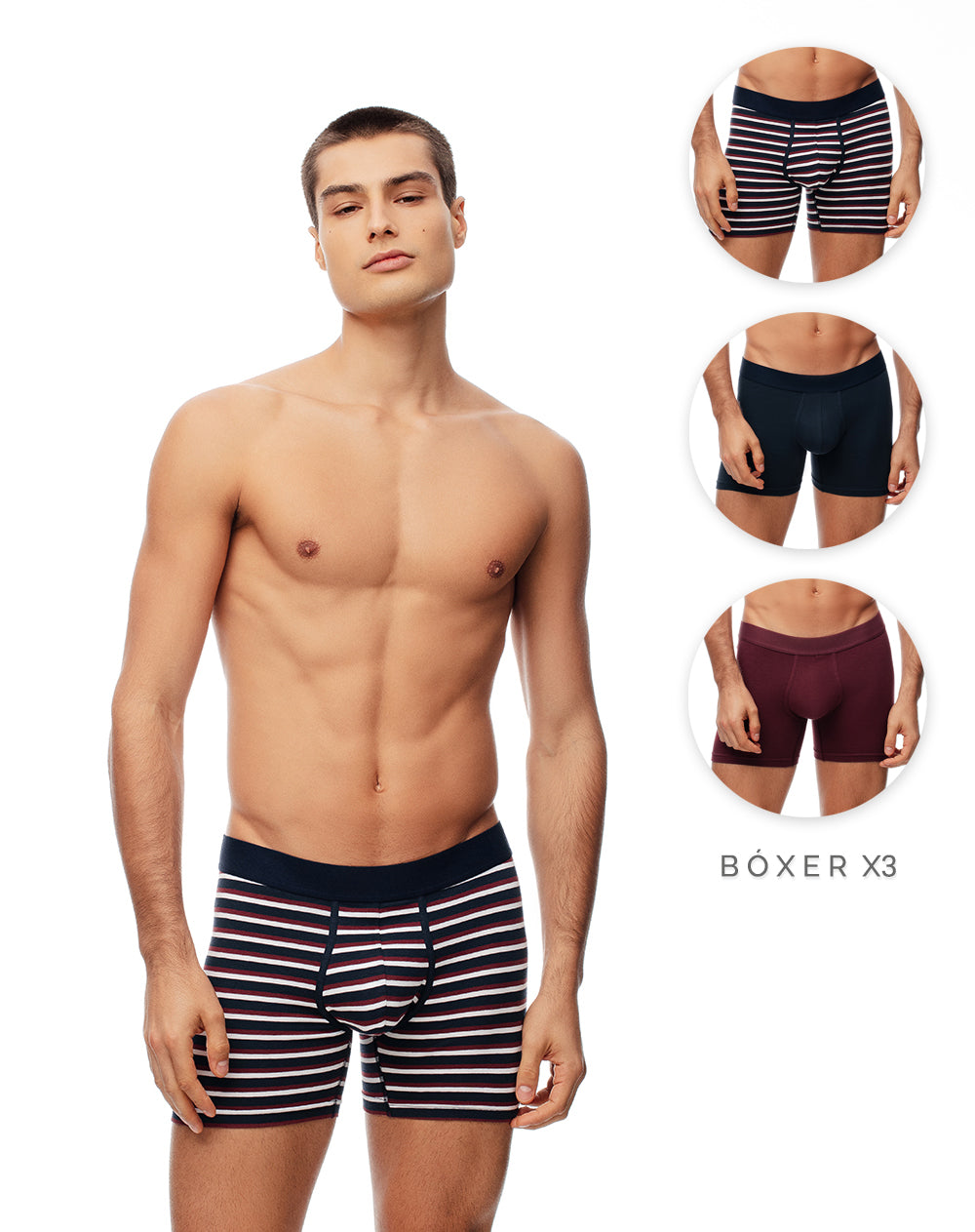 Bóxer medio algodón jersey x3unds surtido