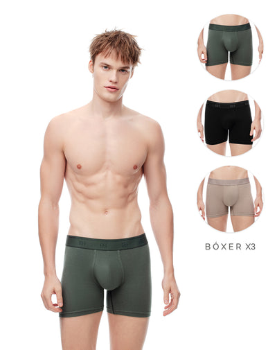 Bóxer medio algodón jersey x3unds surtido