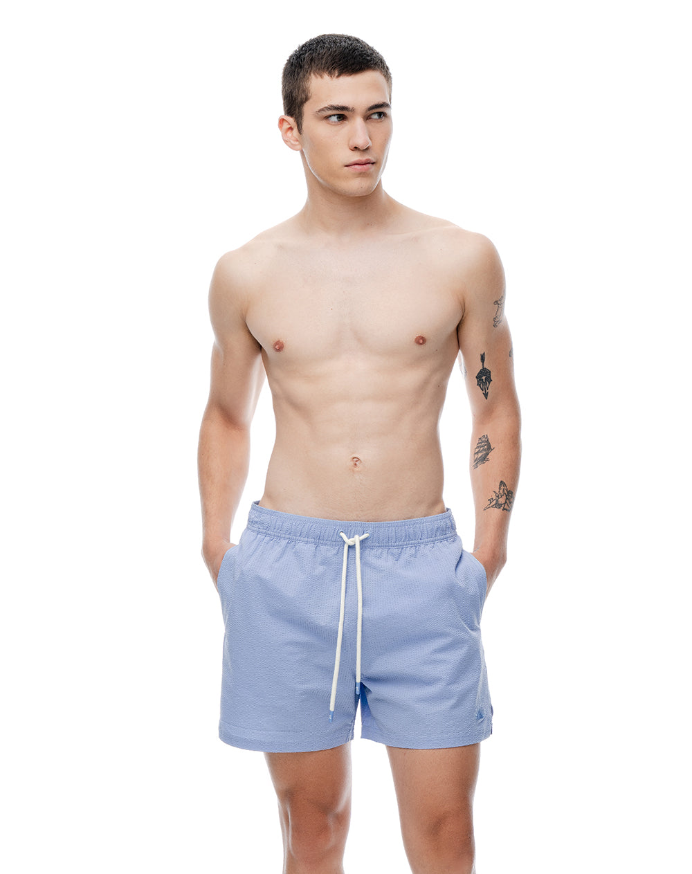 Pantaloneta de baño regular azul hombre