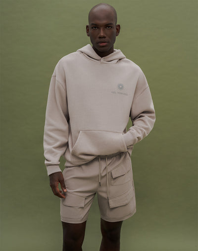 Pantaloneta deportiva taupe hombre
