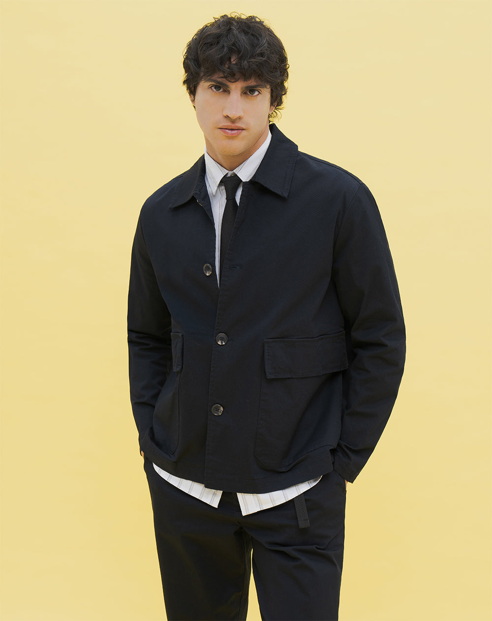 Camisa oversized fit manga larga azul