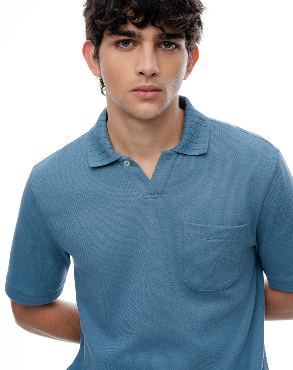 Polo regular algodón tejido de punto azul hombre