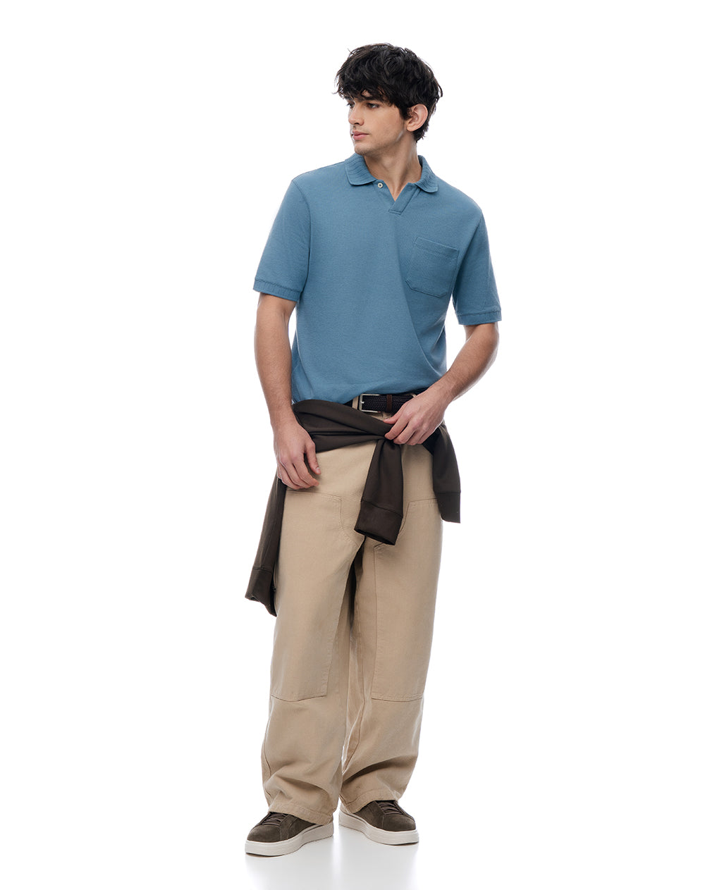 Polo regular algodón tejido de punto azul hombre