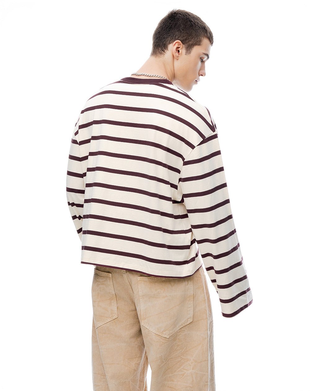Camibuzo oversize vino tinto rayas hombre