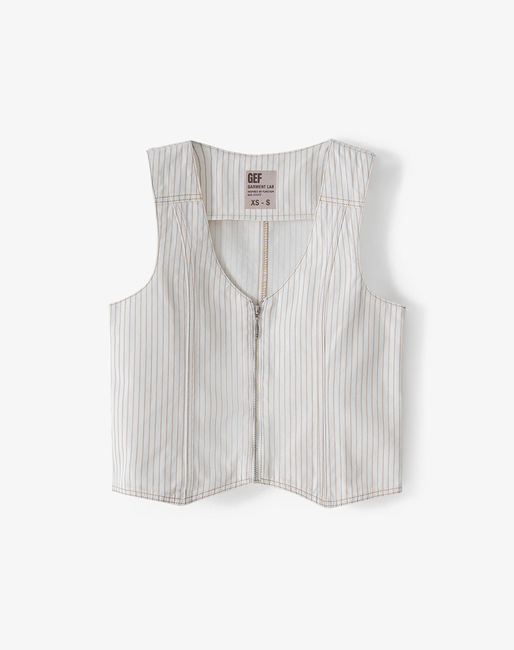 Chaleco denim crudo rayas mujer