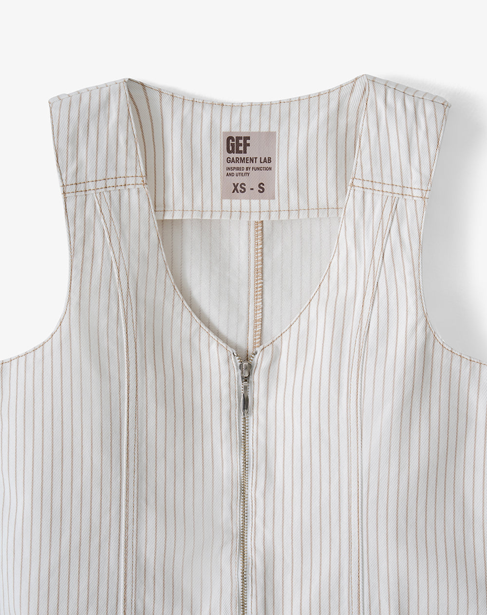 Chaleco denim crudo rayas mujer