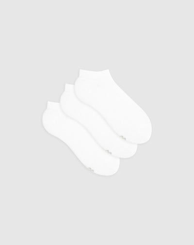 Medias para niño tobilleras cortas algodón pack x3unds blancas