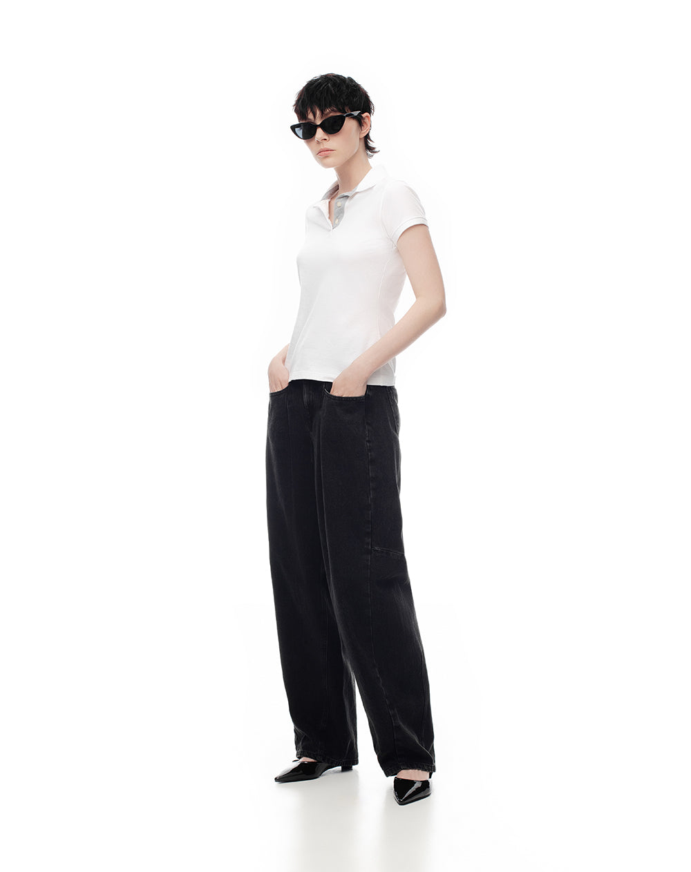 Polo slim algodón blanca mujer