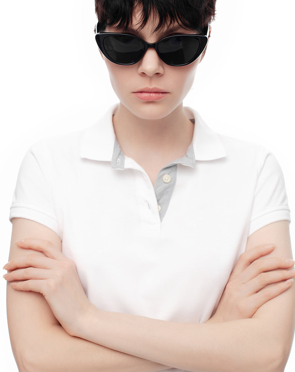 Polo slim algodón blanca mujer