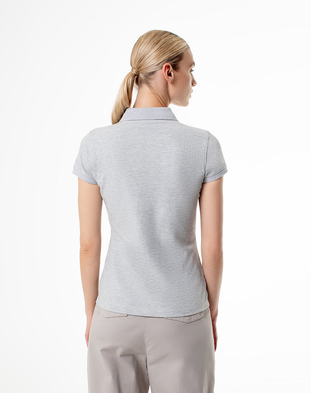 Polo slim fit gris jaspeada
