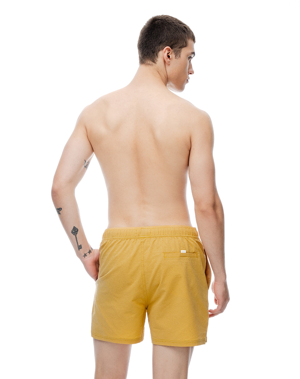 Pantaloneta de baño regular amarillo hombre