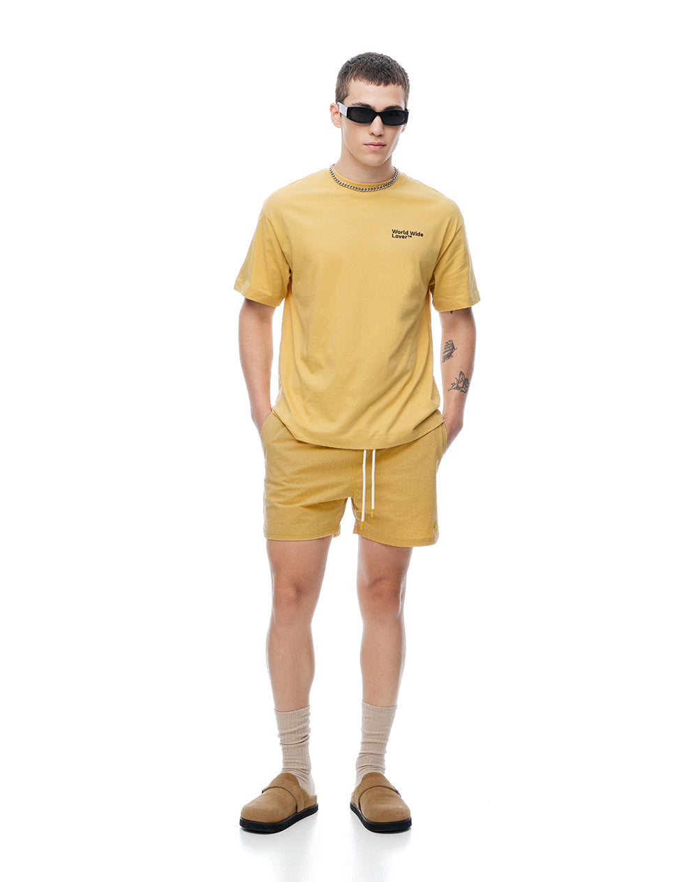 Pantaloneta de baño regular amarillo hombre