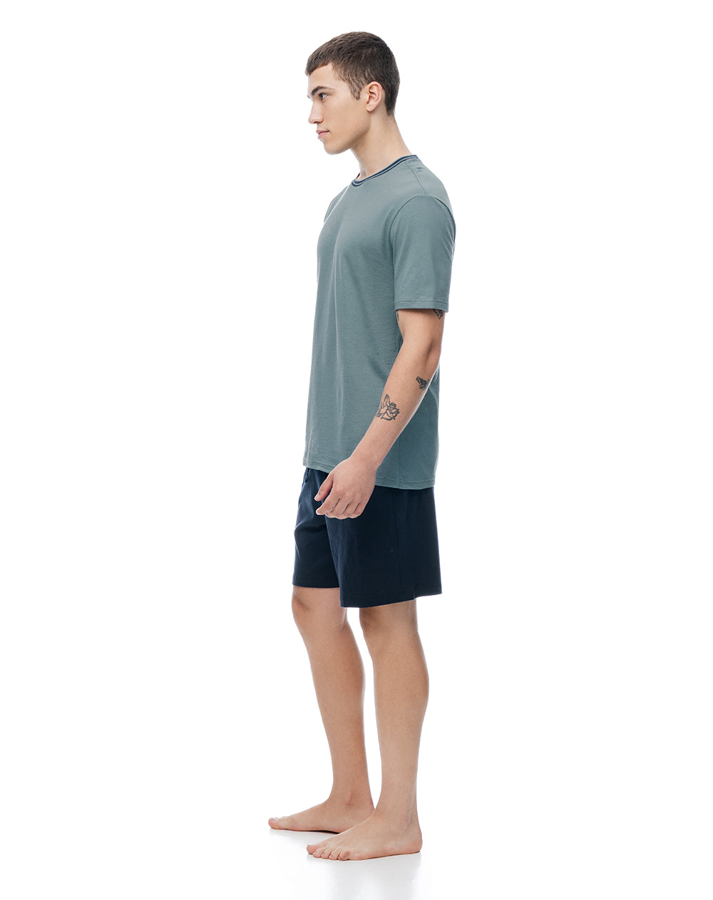 Camiseta + bermuda de pijama algodón verde hombre