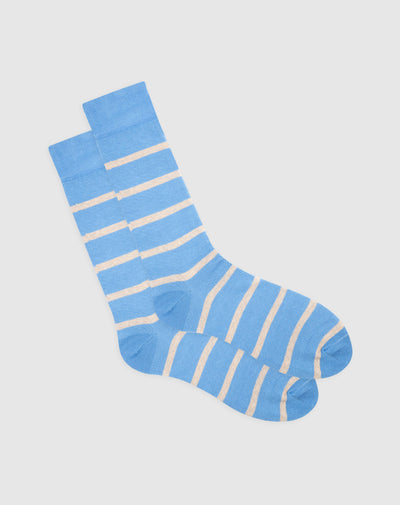 Medias para hombre largas algodón azules rayas
